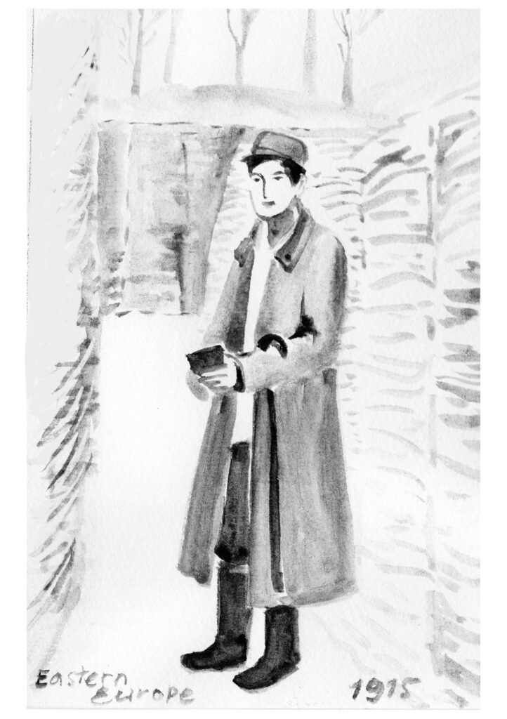 Archive Drawing Studies WW1 WW1, 1WK Soldier Drawing, 1915 Archive Drawing